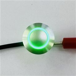 MPB16L-SWCARE-06-JR-3V  16mm waterproof IP67 latching with round ring green LED push button switch